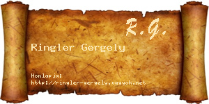 Ringler Gergely névjegykártya